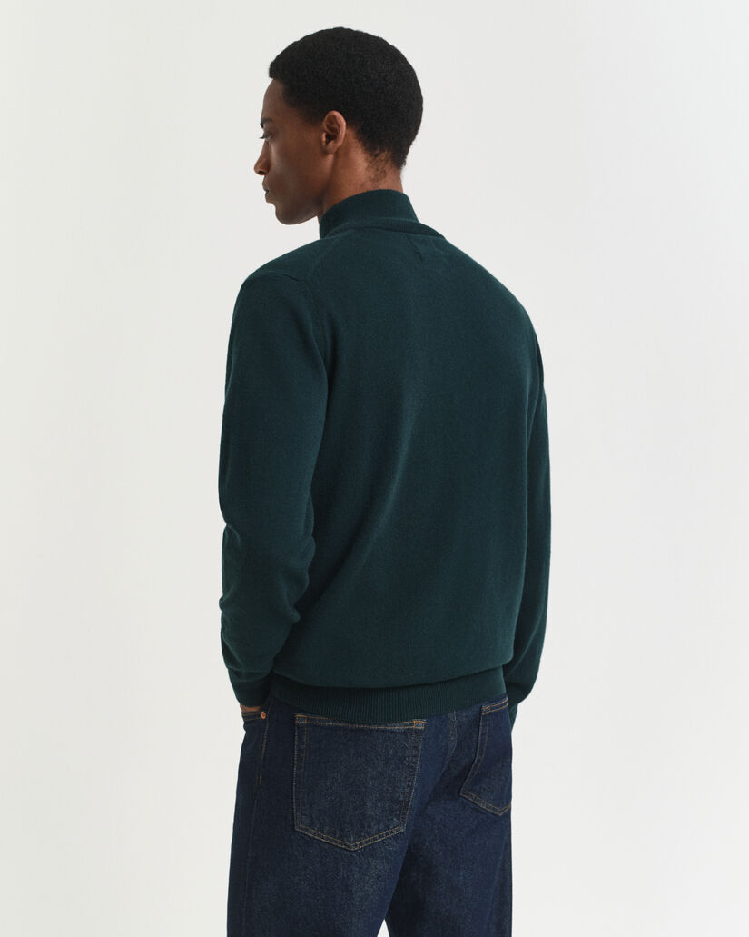 Pull &agrave; demi-zip en laine d'agneau ultra-fine