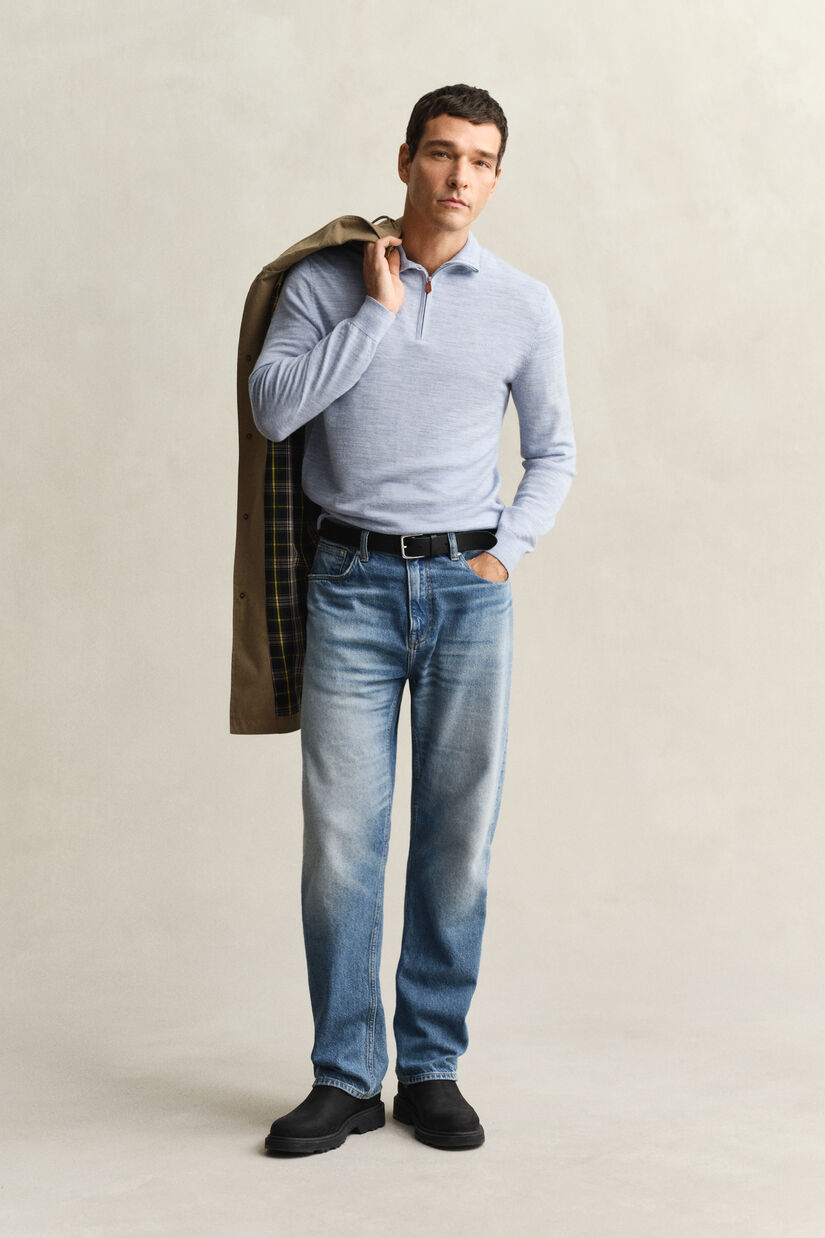 Pull &agrave; demi-zip en laine m&eacute;rinos
