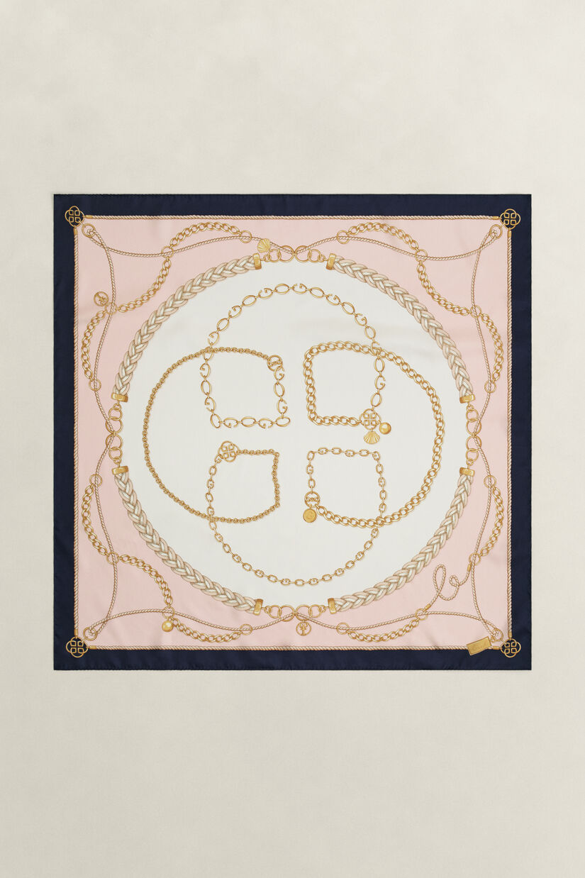 Foulard en soie &agrave; motif cha&icirc;ne