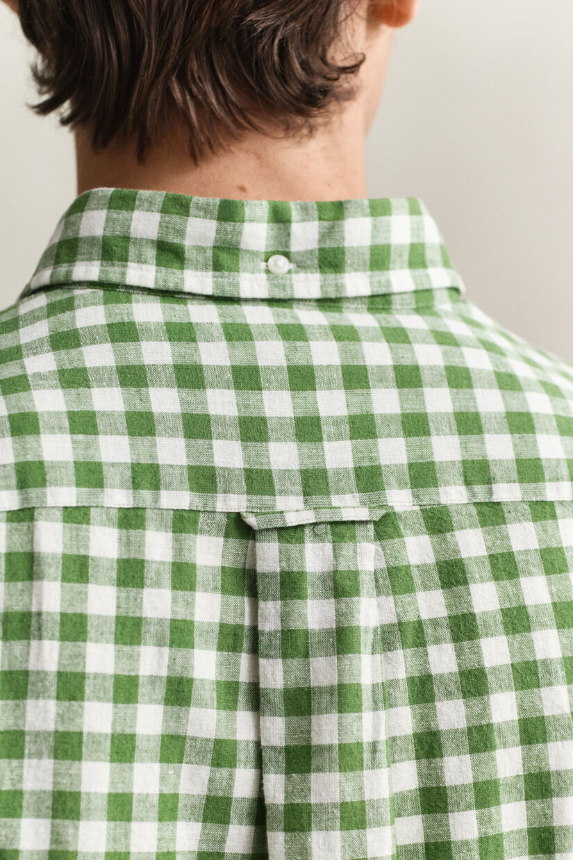 Chemise vichy en lin m&eacute;lang&eacute;