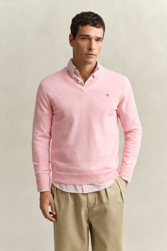 Pull col V en coton classique
