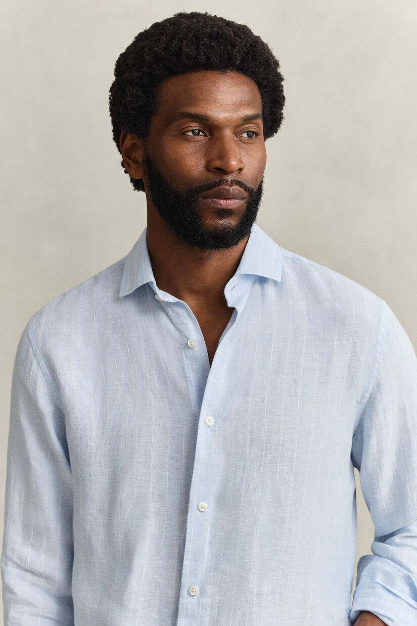 Chemise en lin &agrave; rayures