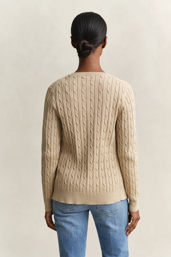 Cardigan en maille de coton stretch &agrave; torsades