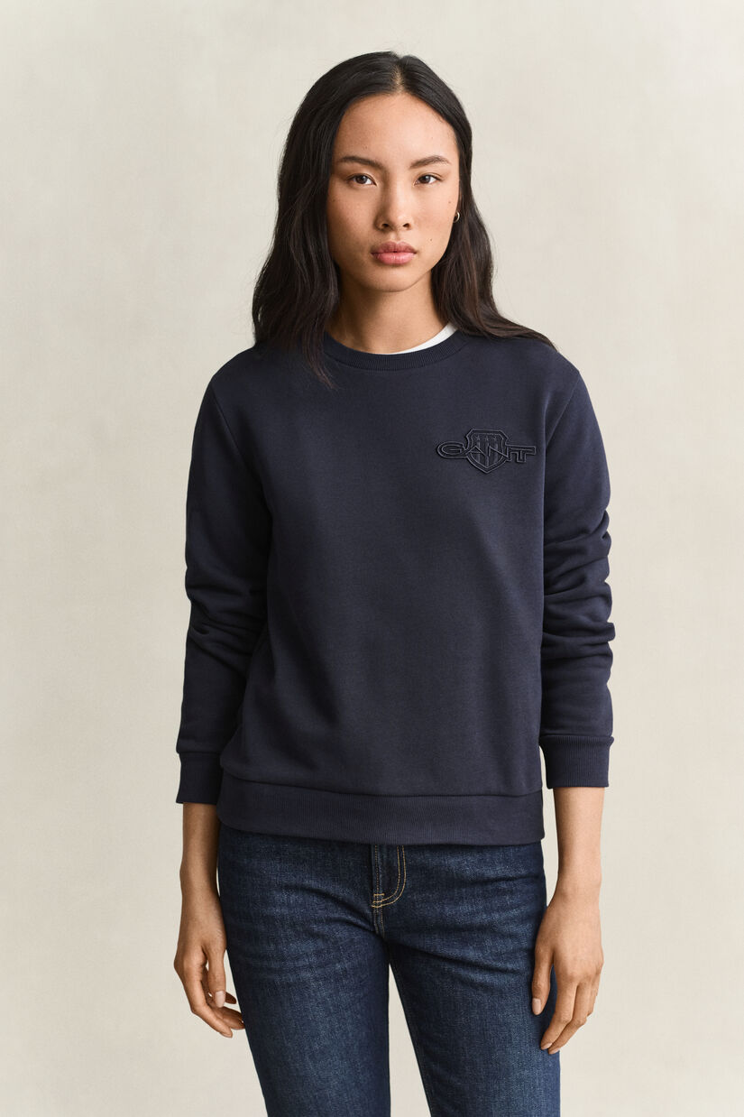 Sweat-shirt avec &eacute;cusson ton sur ton