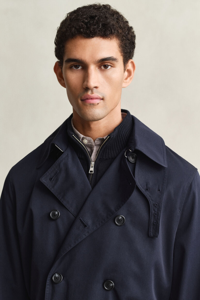 Trench-coat en coton m&eacute;lang&eacute;