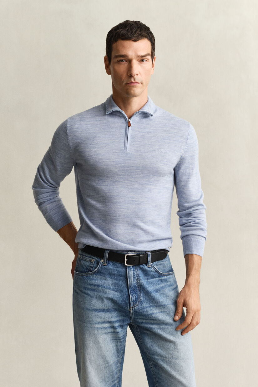 Pull &agrave; demi-zip en laine m&eacute;rinos