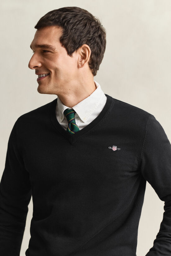 Pull col V en coton classique