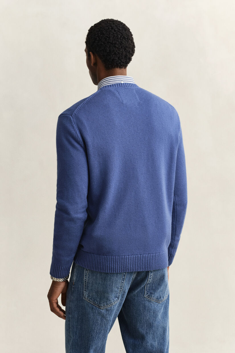 Pull col rond en coton m&eacute;lang&eacute;