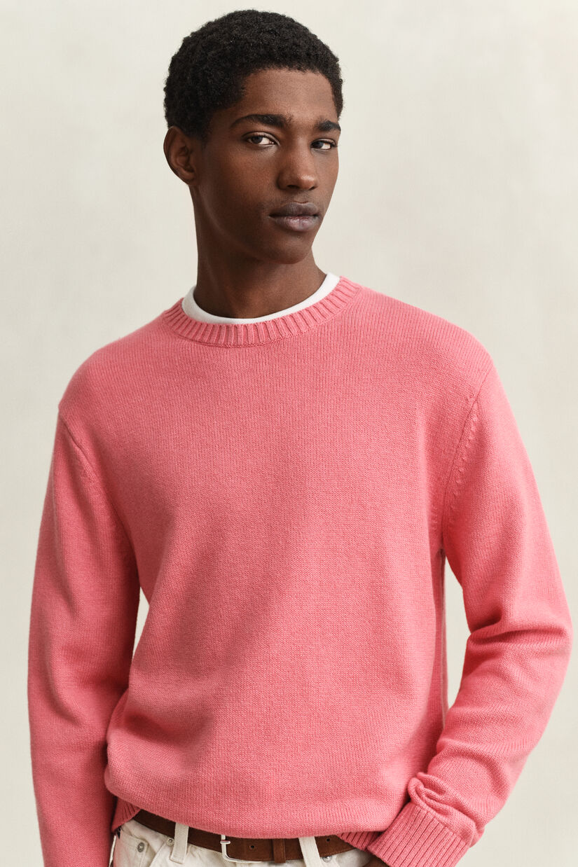 Pull col rond en coton m&eacute;lang&eacute;