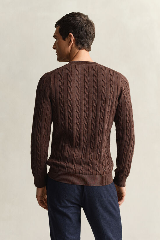 Pull col rond en maille de coton torsad&eacute;e