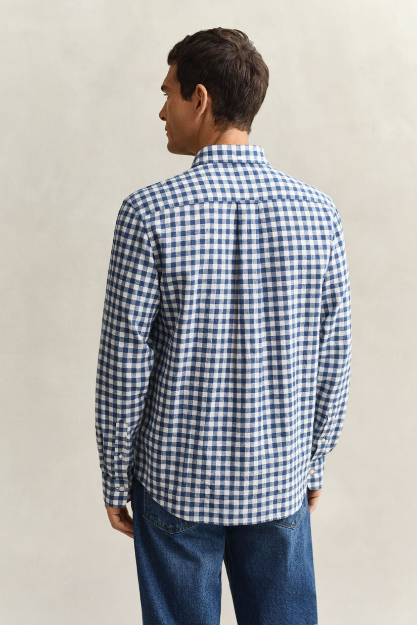 Chemise vichy en lin m&eacute;lang&eacute;