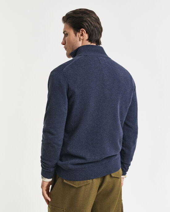 Pull &agrave; demi-zip en laine d'agneau ultra-fine