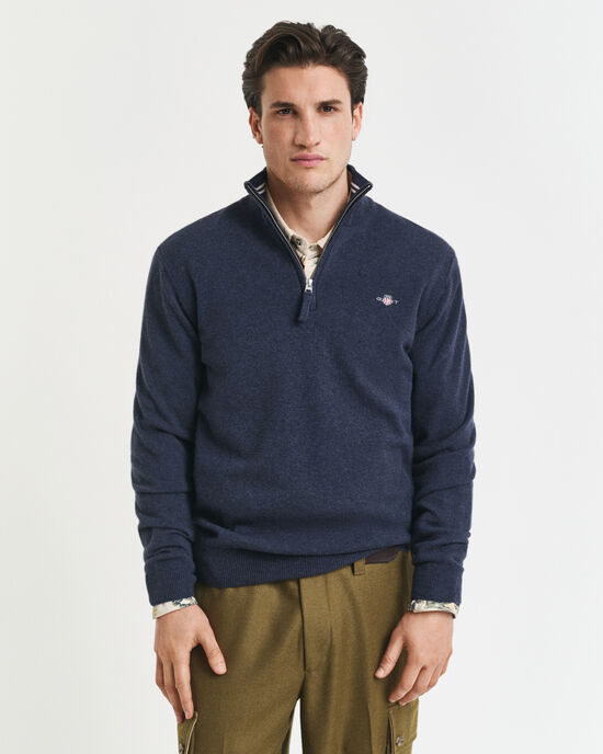 Pull &agrave; demi-zip en laine d'agneau ultra-fine
