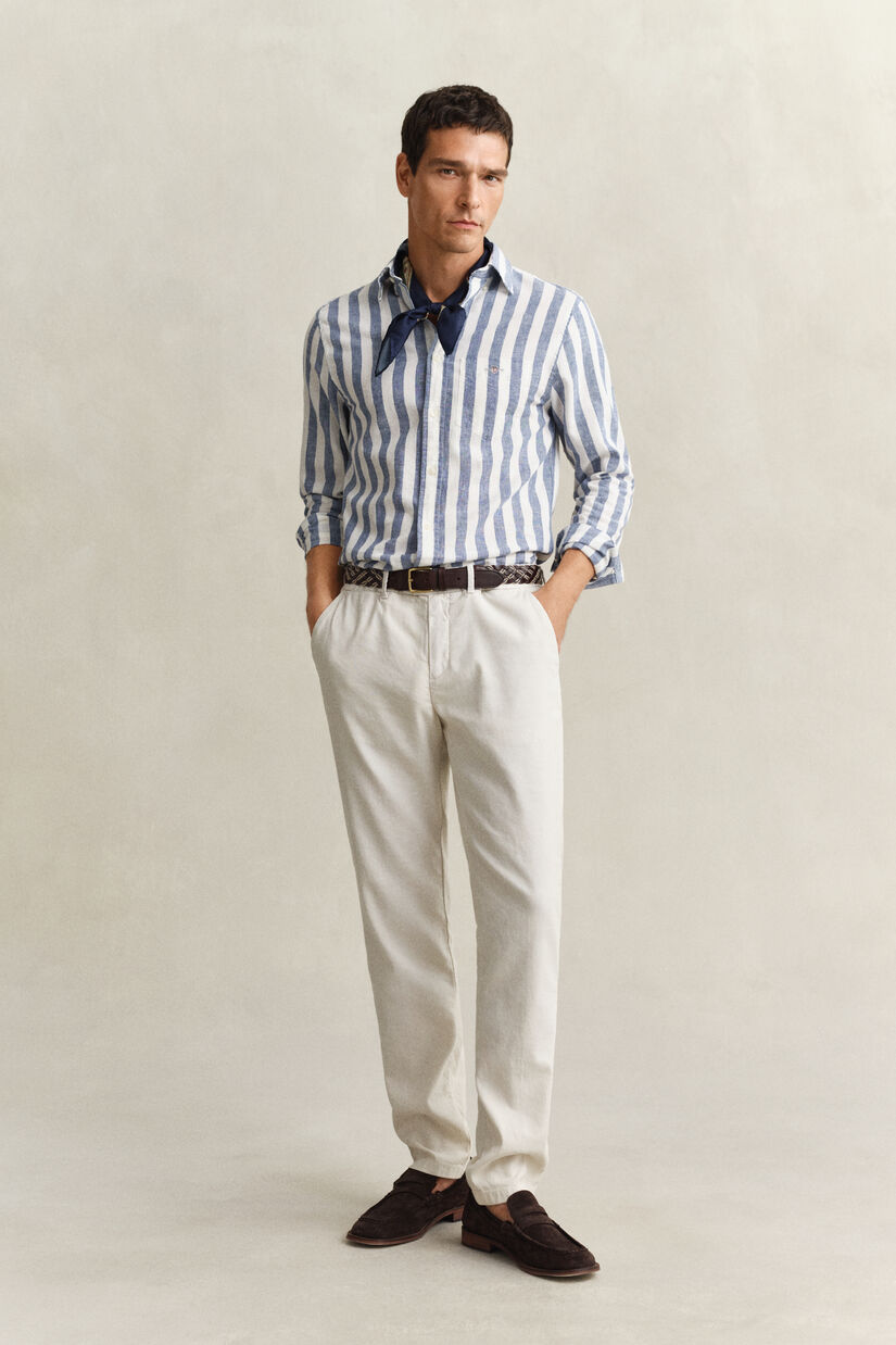 Chemise en lin m&eacute;lang&eacute; &agrave; rayures