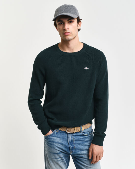 Pull ras du cou en laine et coton c&ocirc;tel&eacute;s