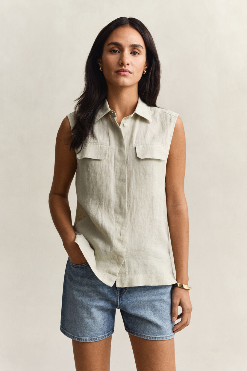 Chemise sans manches en lin