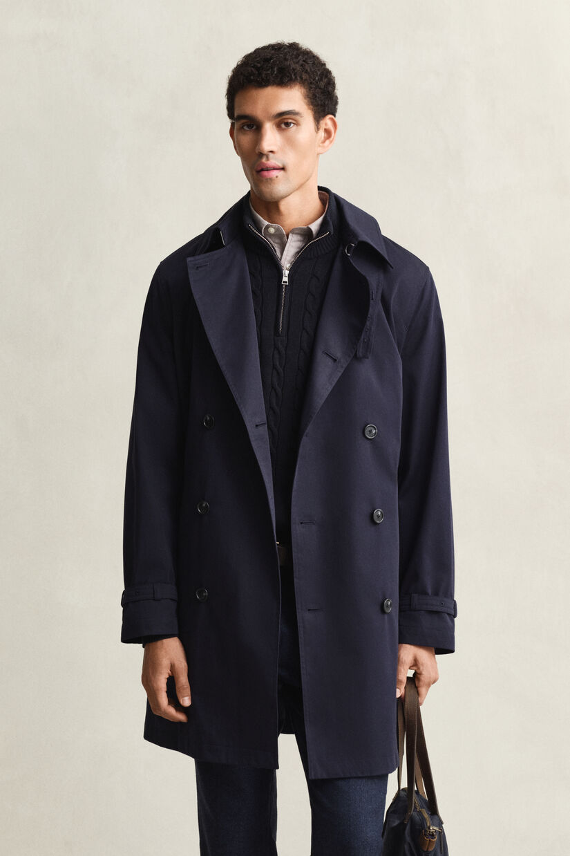 Trench-coat en coton m&eacute;lang&eacute;