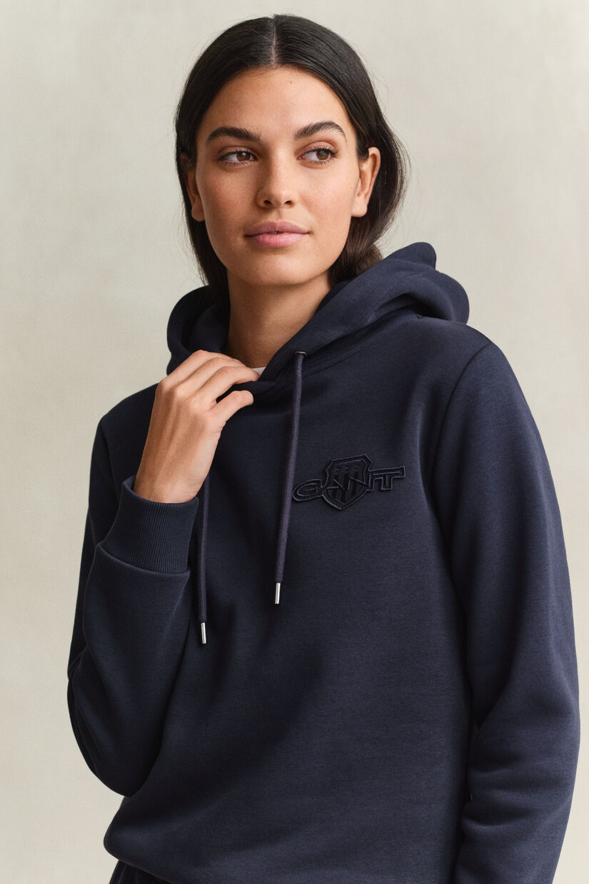 Sweat &agrave; capuche avec &eacute;cusson ton sur ton