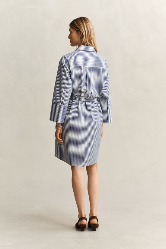 Robe-chemise en popeline &agrave; rayures