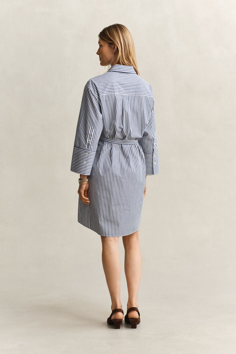 Robe-chemise en popeline &agrave; rayures