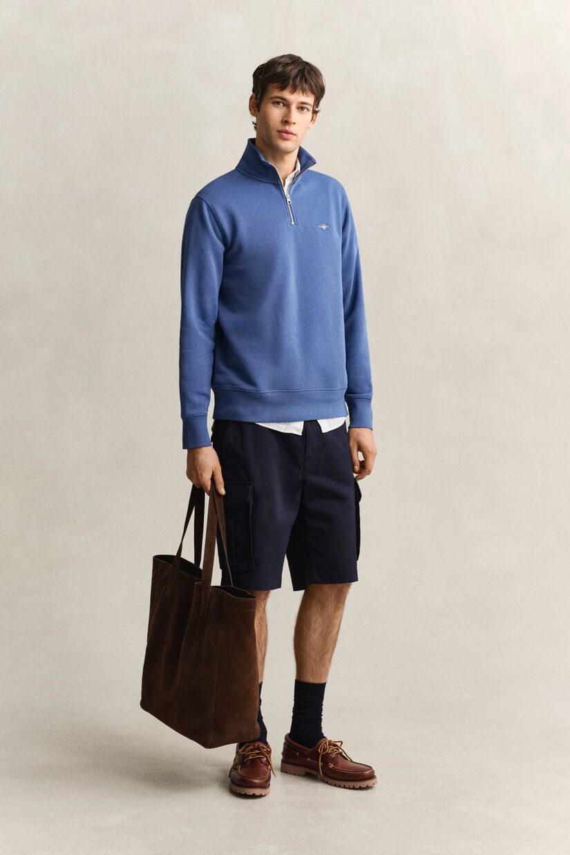 Sweat-shirt &agrave; demi-zip avec &eacute;cusson