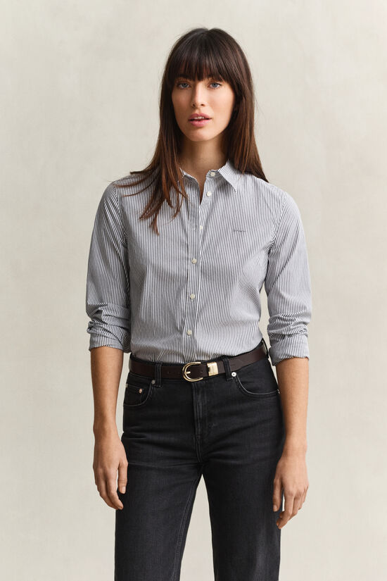 Chemise en popeline &agrave; rayures