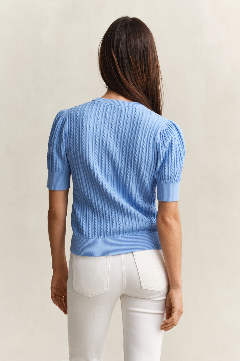Cardigan en maille torsad&eacute;e de coton