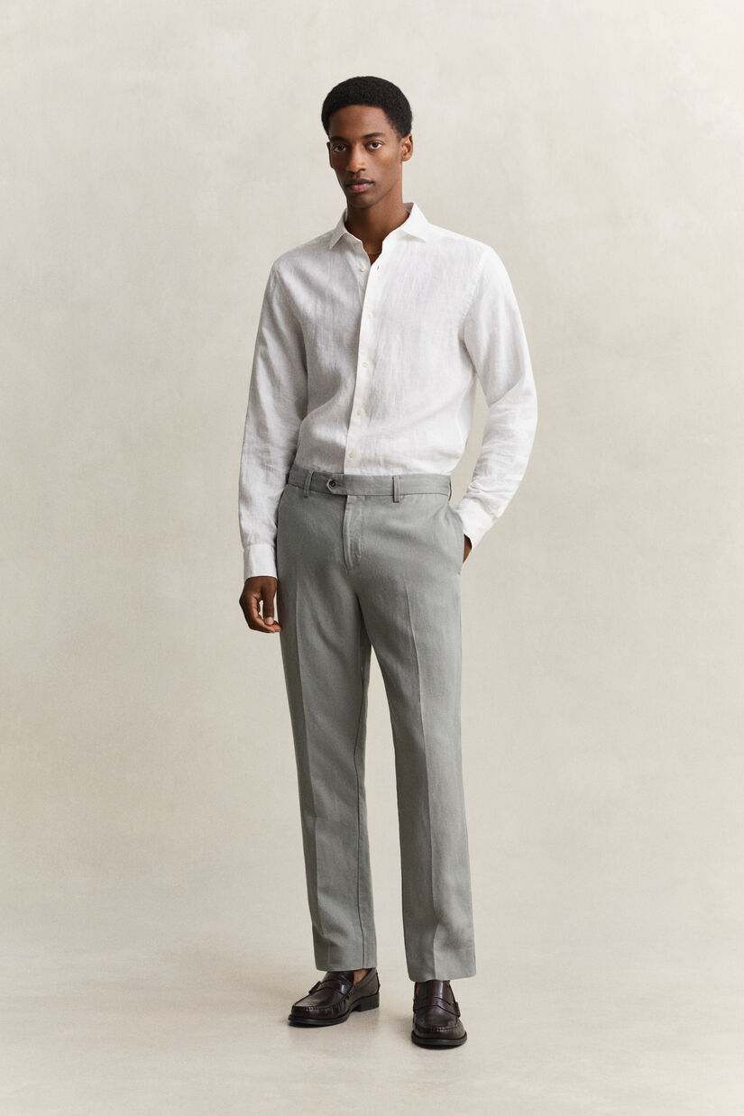 Pantalon de costume en lyocell et lin
