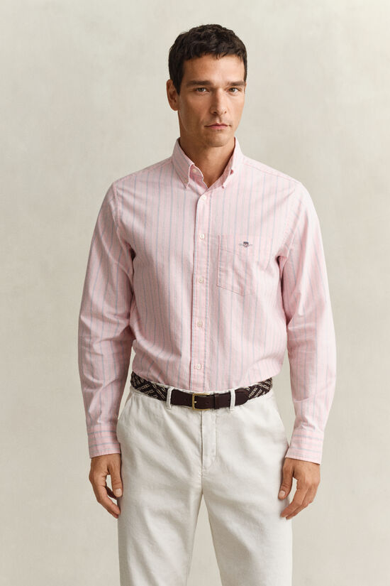 Chemise en coton Oxford classique &agrave; rayures