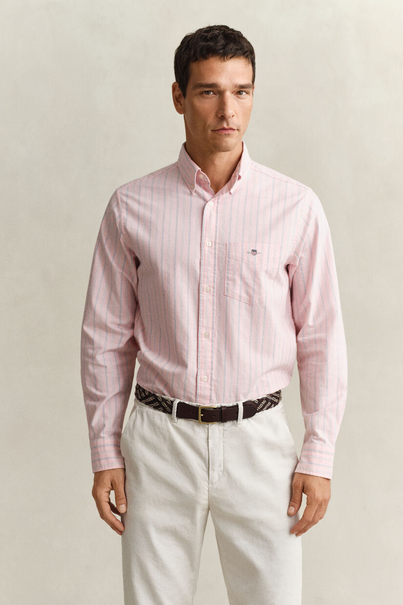 Chemise en coton Oxford classique &agrave; rayures