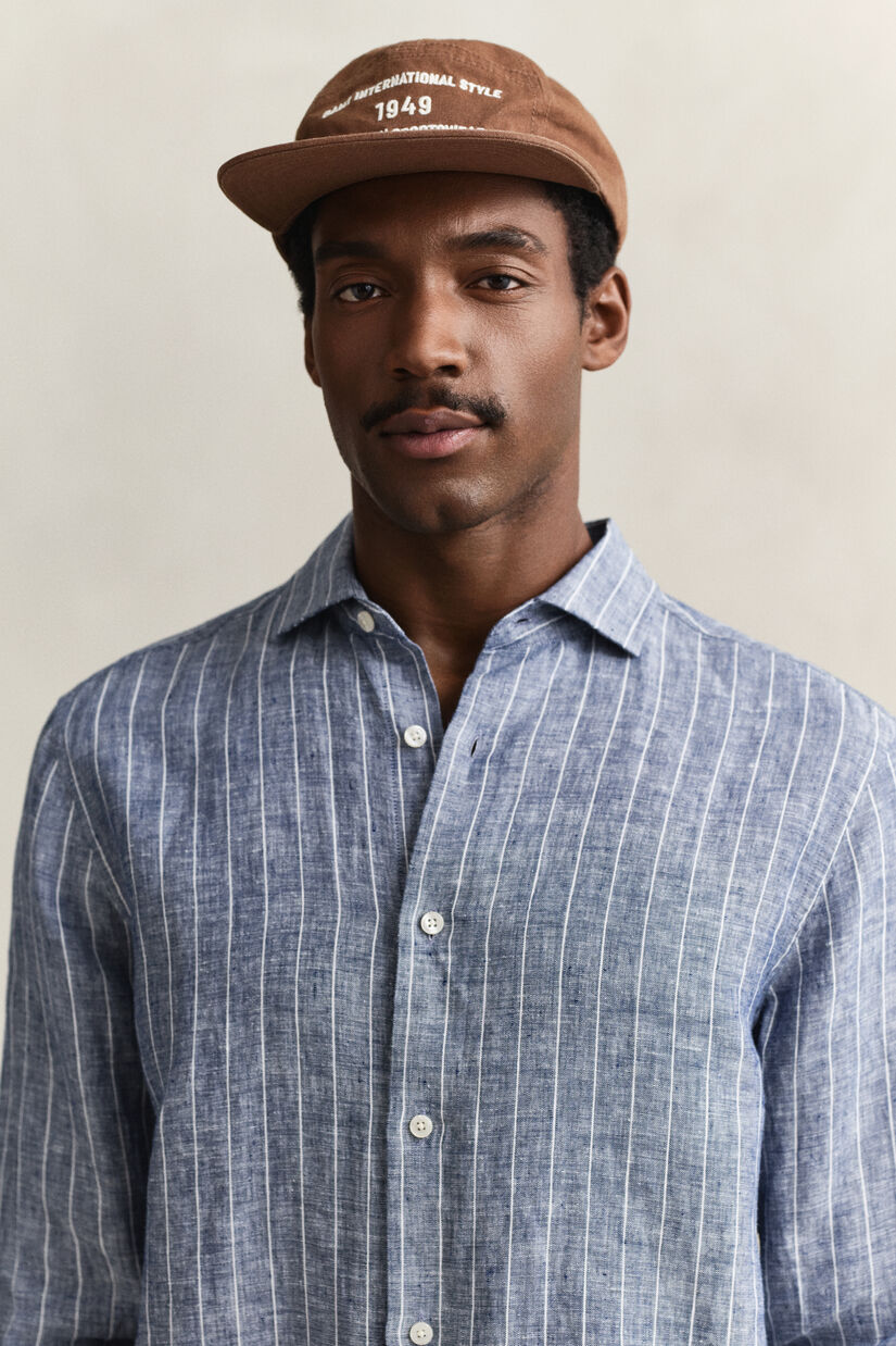 Chemise en lin &agrave; rayures