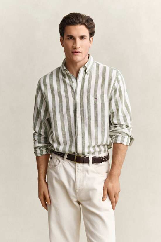 Chemise en lin m&eacute;lang&eacute; &agrave; rayures