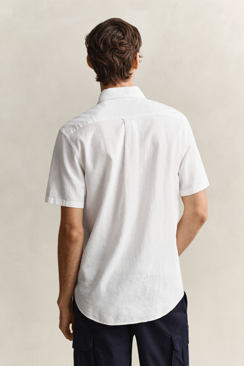 Chemise &agrave; manches courtes en lin m&eacute;lang&eacute;