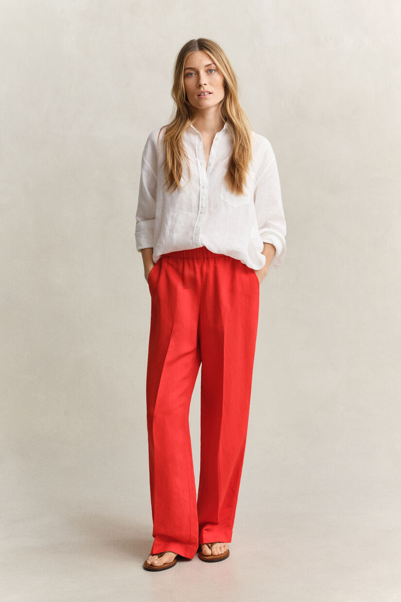 Pantalon en lin m&eacute;lang&eacute;