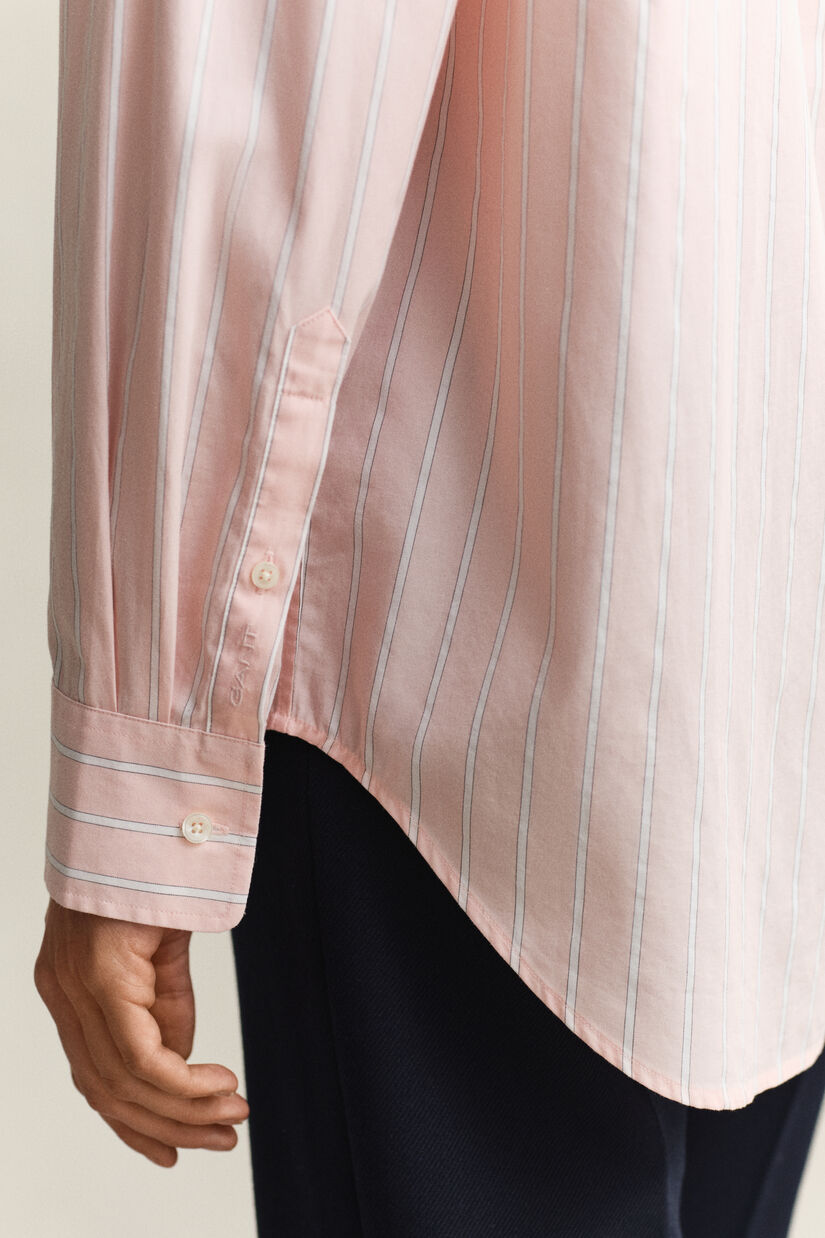 Chemise coupe d&eacute;contract&eacute;e classique en popeline &agrave; rayures