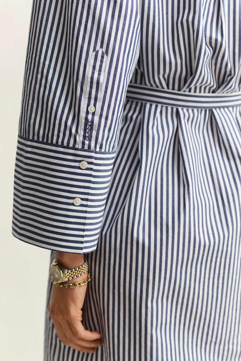 Robe-chemise en popeline &agrave; rayures
