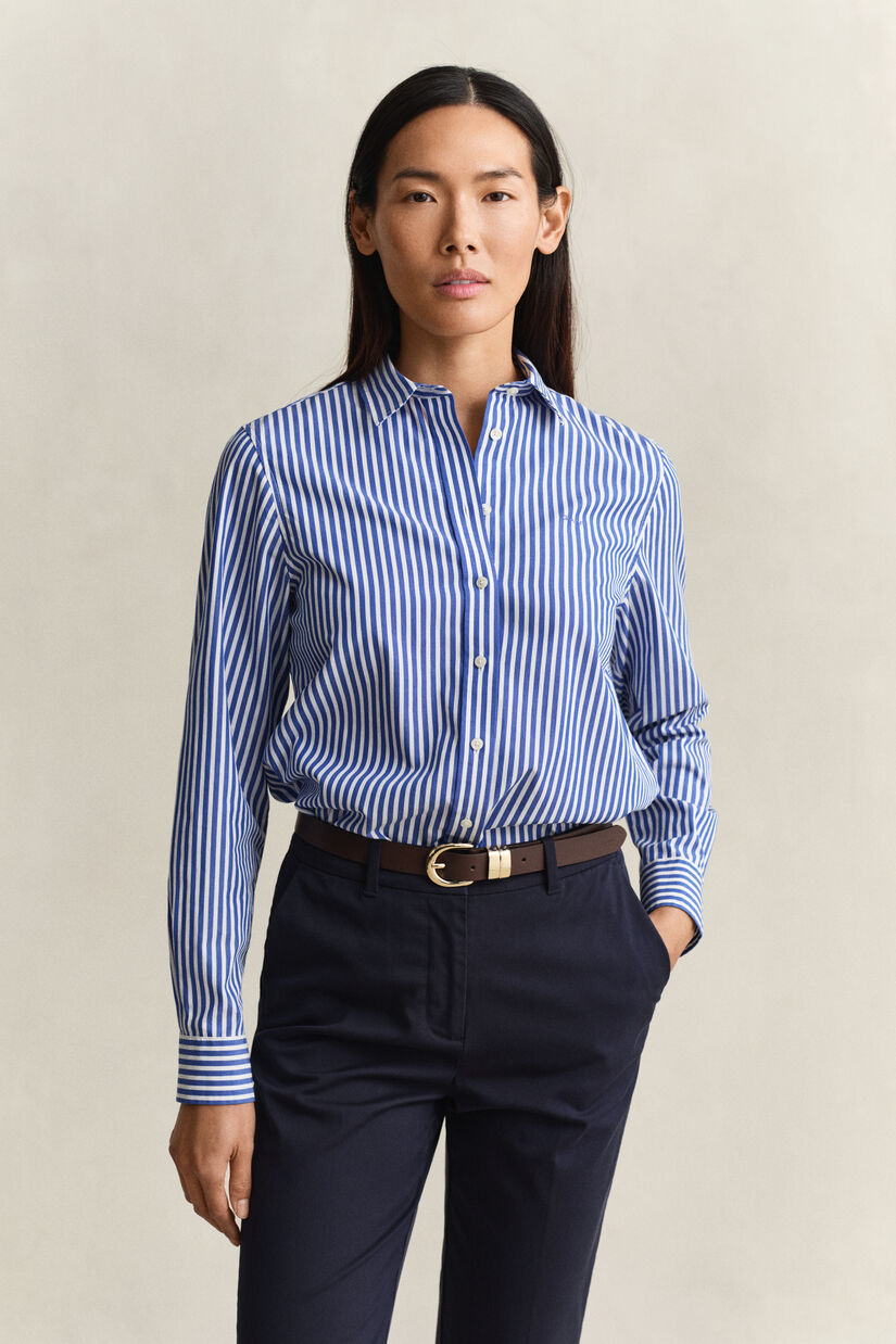 Chemise classique coupe regular en popeline &agrave; rayures