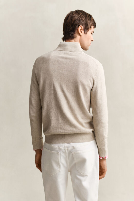 Pull &agrave; demi-zip en coton classique