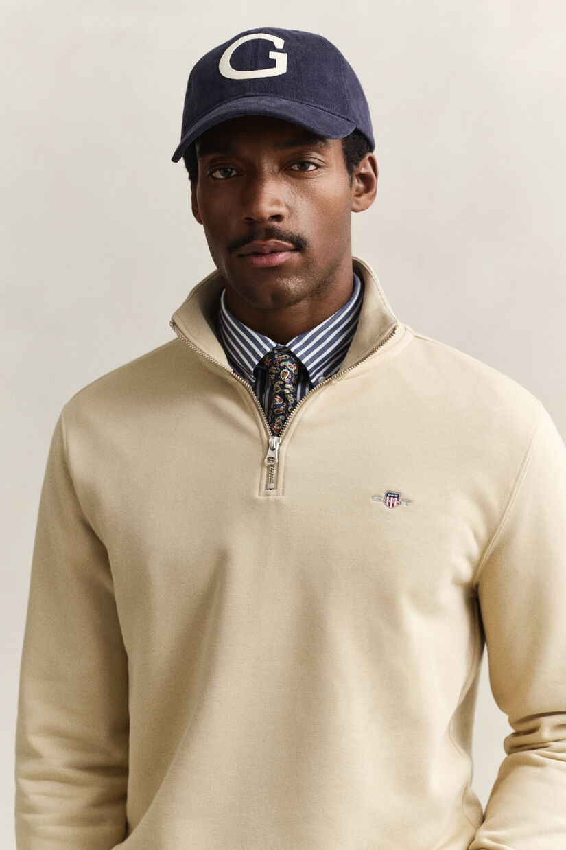 Sweat-shirt &agrave; demi-zip avec &eacute;cusson