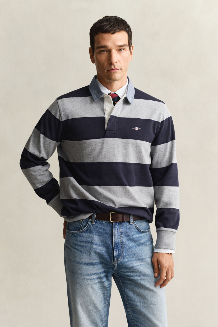Heavy Rugger &agrave; rayures avec col en chambray