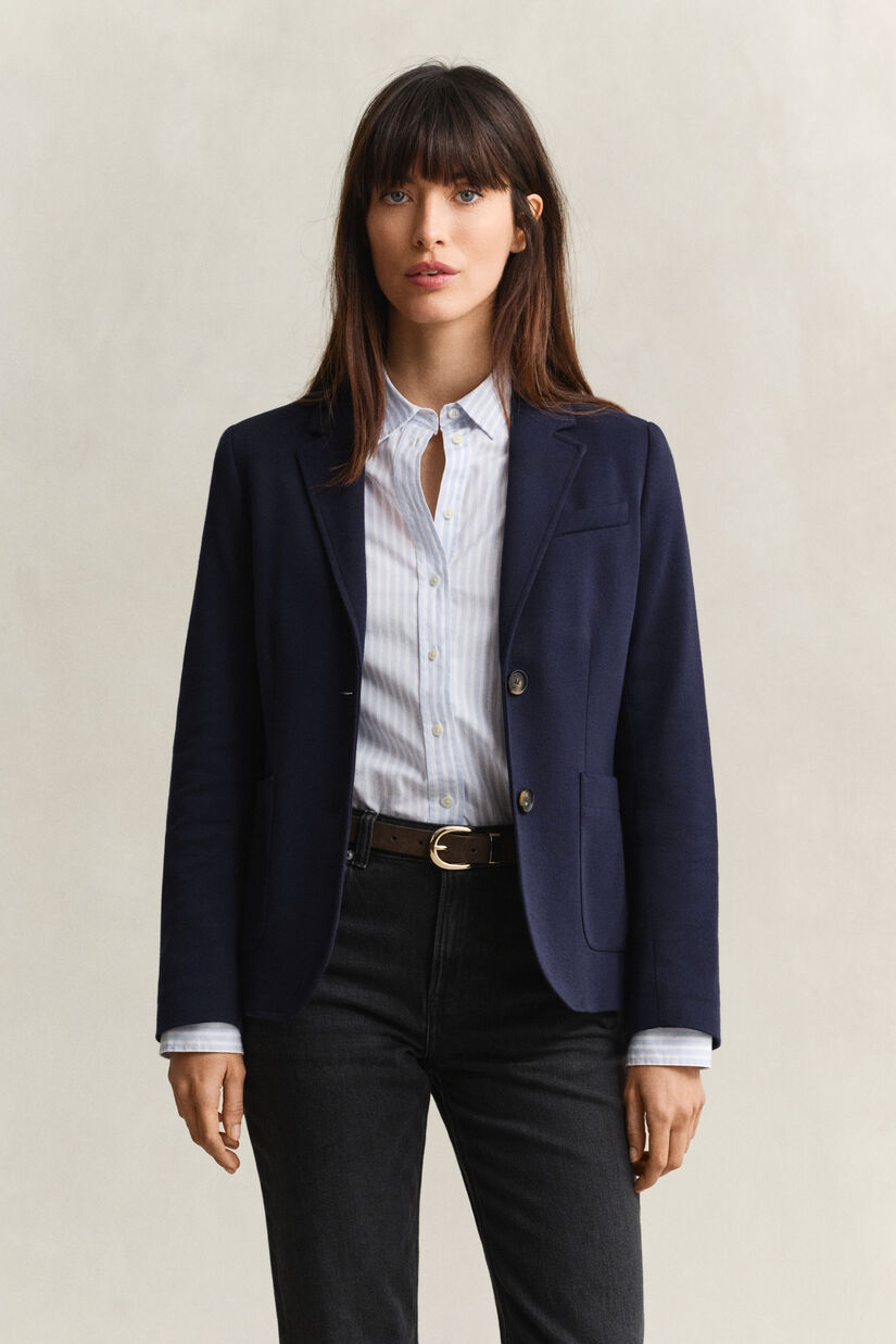 Veste blazer en piqu&eacute;
