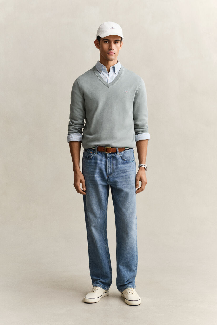 Pull col V en coton classique