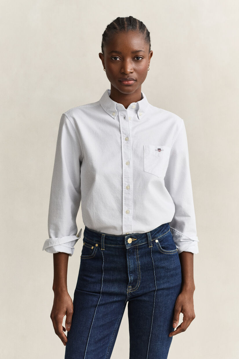 Chemise en coton Oxford classique &agrave; rayures
