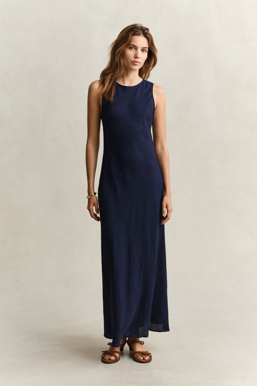 Robe midi coup&eacute;e dans le biais en lin