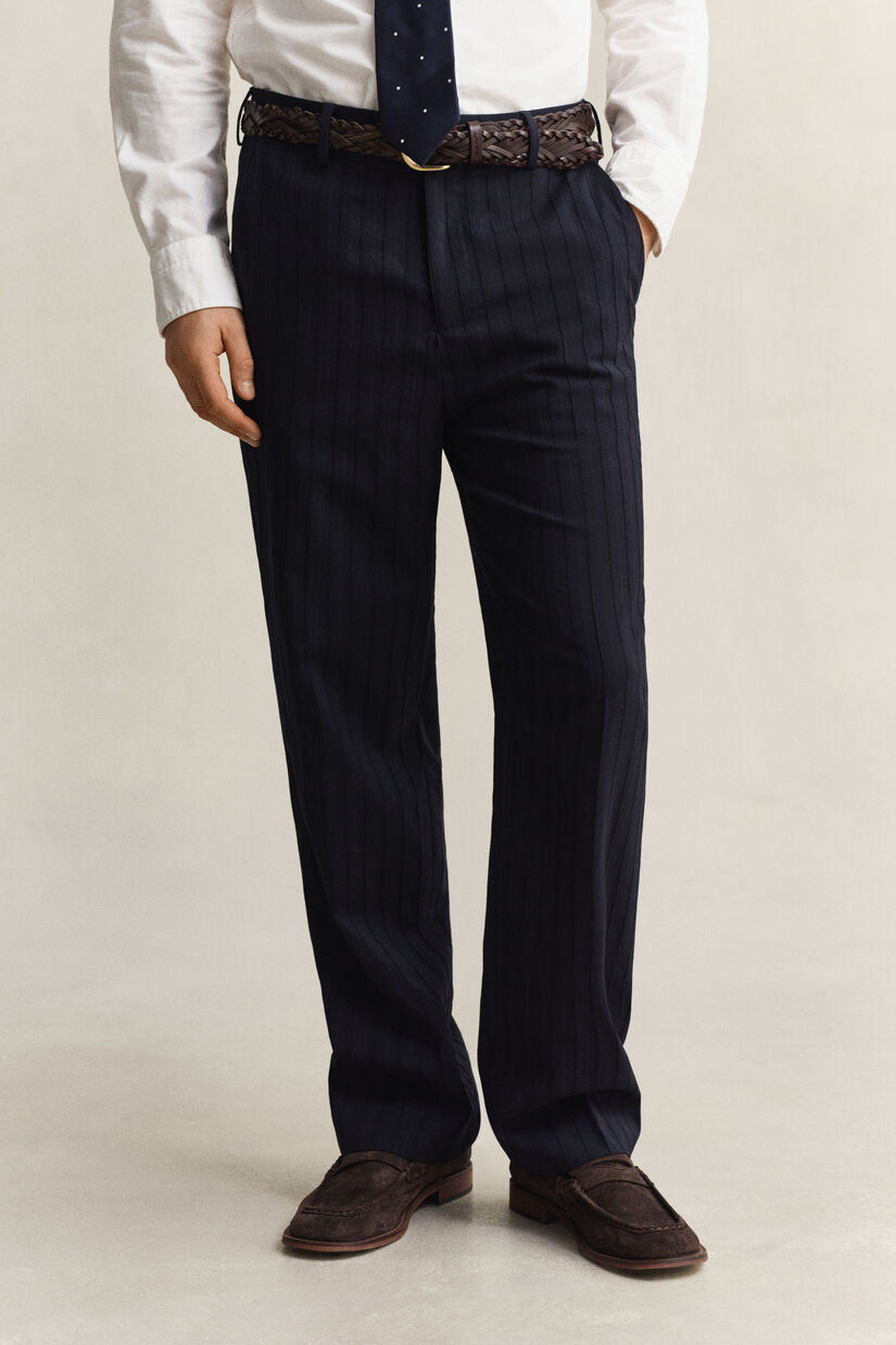 Pantalon de costume &agrave; rayures tennis ton sur ton