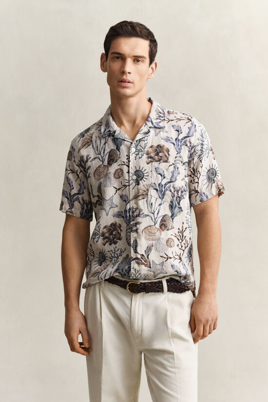 Chemise en lin imprim&eacute;e