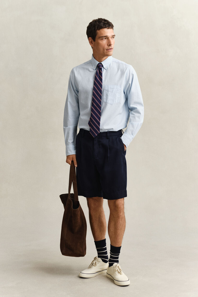Chemise dobby en coton Oxford classique &agrave; rayures