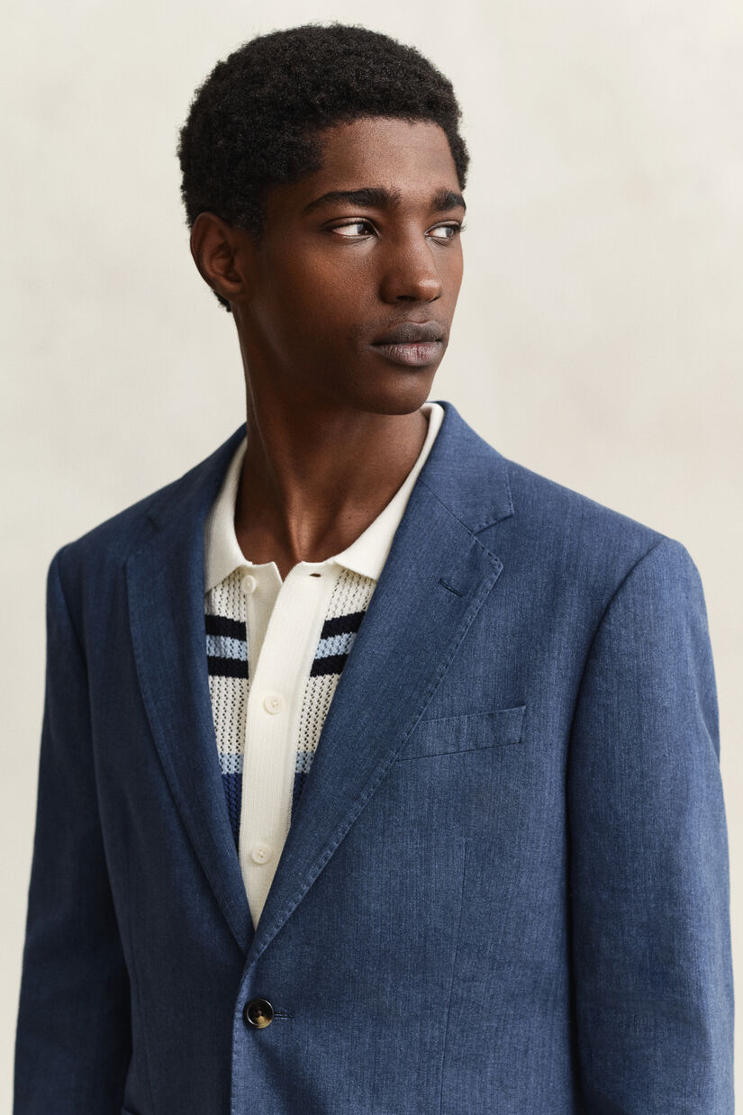 Veste de costume en lin m&eacute;lang&eacute;