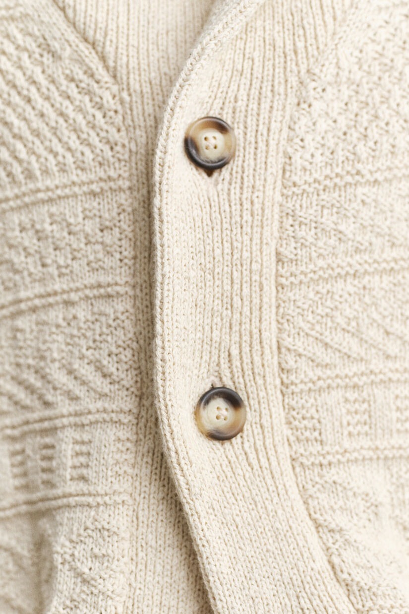 Cardigan en coton m&eacute;lang&eacute; textur&eacute;