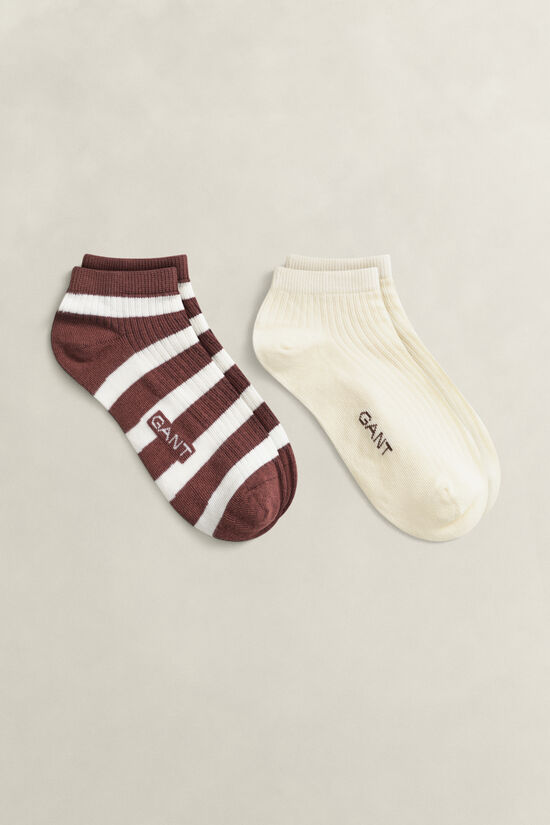 Lot de 2&nbsp;paires de socquettes unies et &agrave; rayures